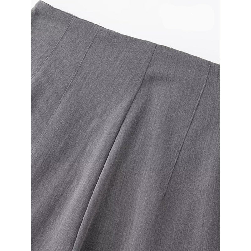 Gray Fashion Office Wear High Waist Pant