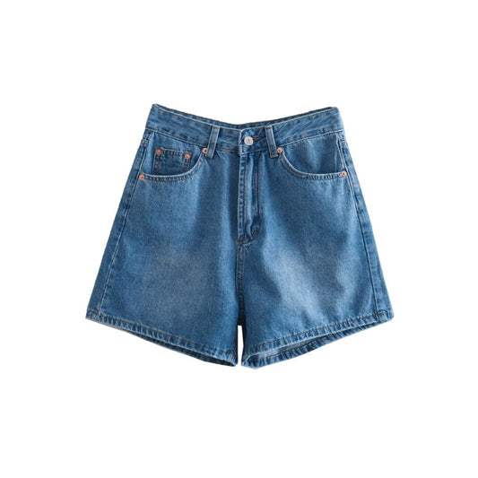 Vintage High Waist Denim Shorts With Five Pockets