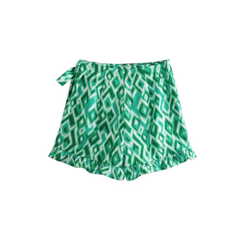 Vintage Printed Ruffled High Waist Shorts Skirts