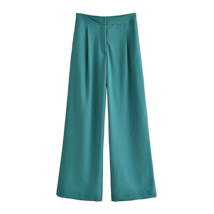 Vintage High Waist Front Pleated Wide Leg Pant