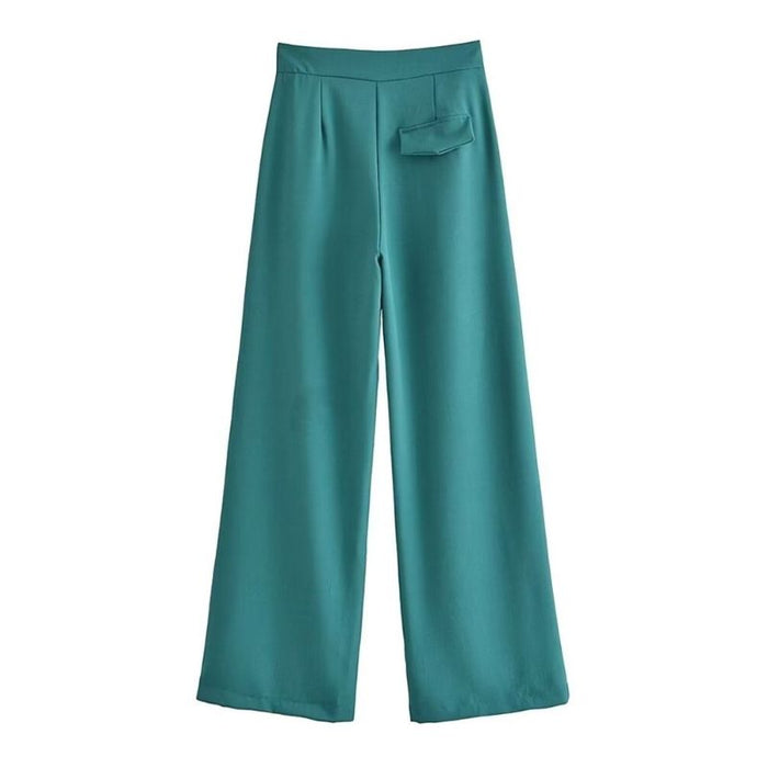 Vintage High Waist Front Pleated Wide Leg Pant