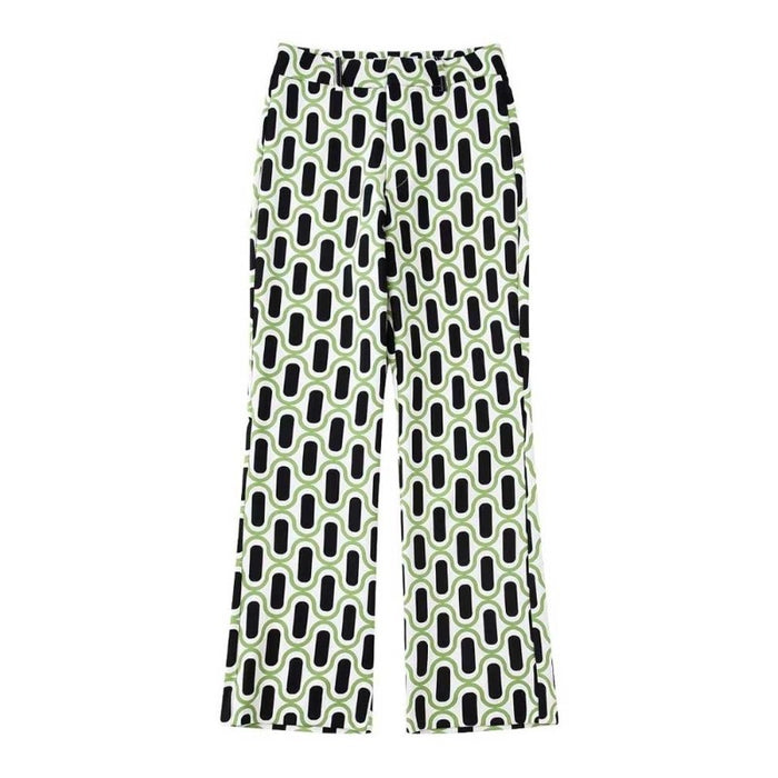 Geometric Print Flare Female Ankle Trousers Pants