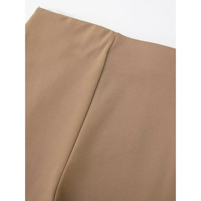 Khaki High Waist Gold Buttons Leggings Pant