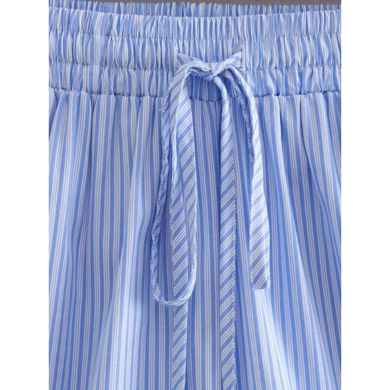 Women's Vintage Striped Shorts With Drawstrings