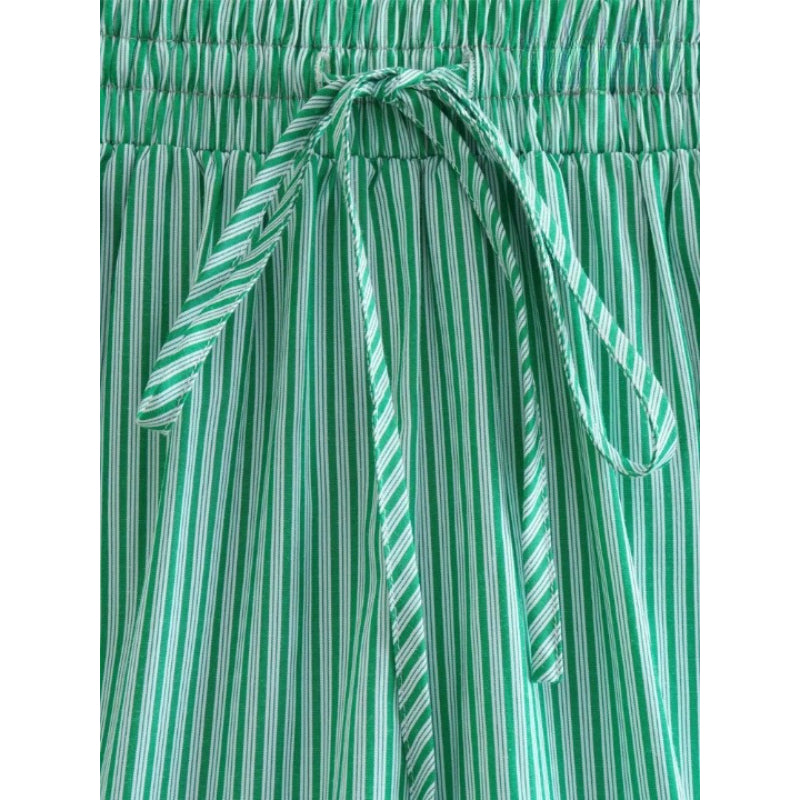 Women's Vintage Striped Shorts With Drawstrings