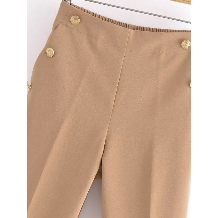 Stylish High Waist Back Elastic Waistband Pants For Women