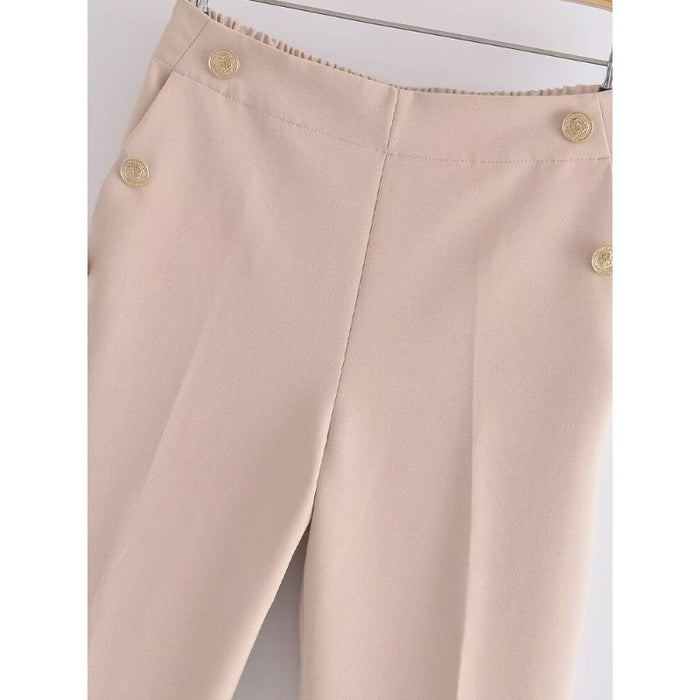 Stylish High Waist Back Elastic Waistband Pants For Women