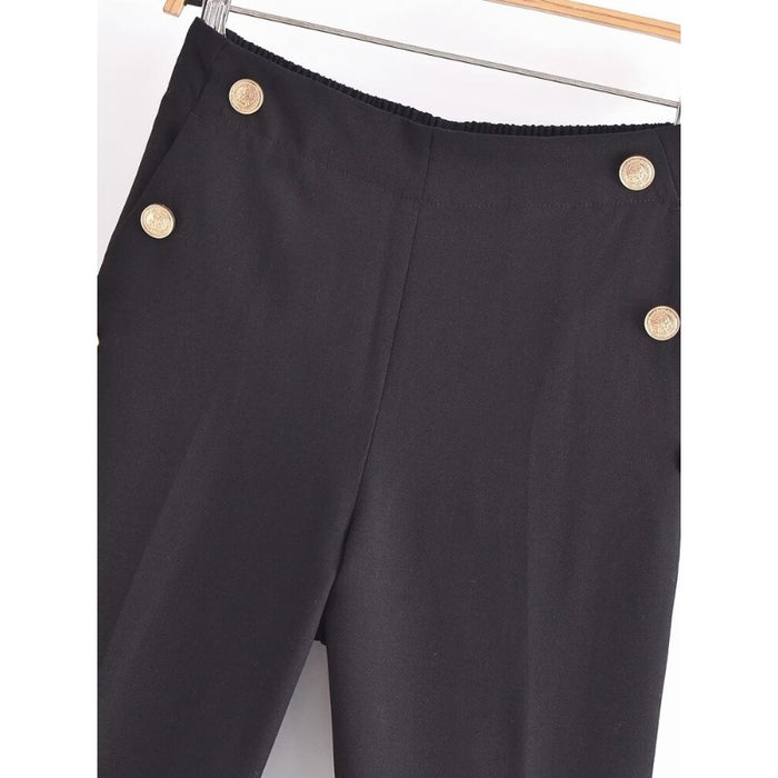 Stylish High Waist Back Elastic Waistband Pants For Women