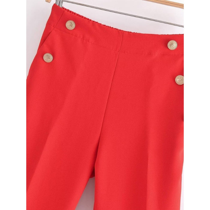 Stylish High Waist Back Elastic Waistband Pants For Women