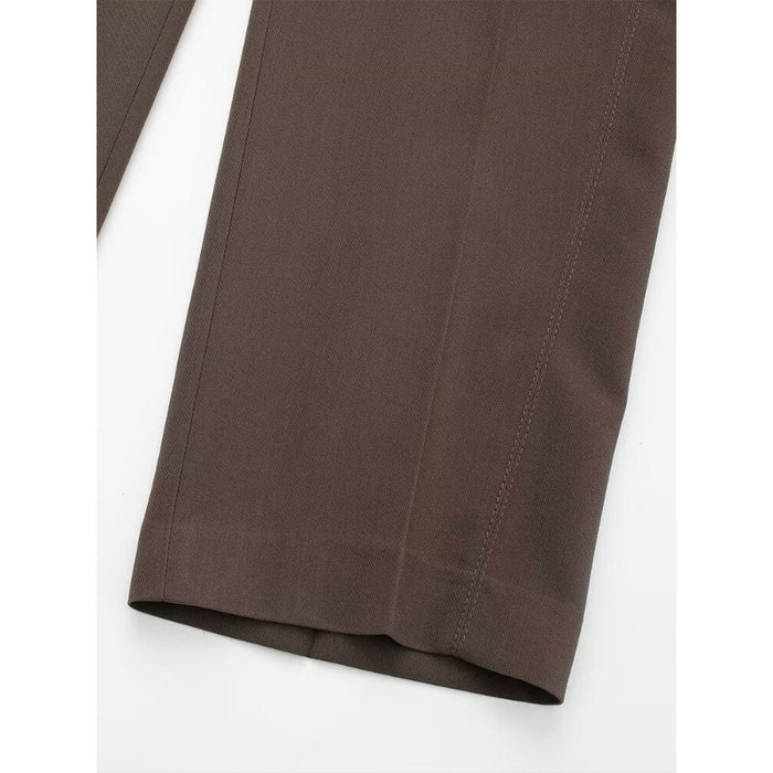 Vintage Brown Mid Waist Women's Straight Pants