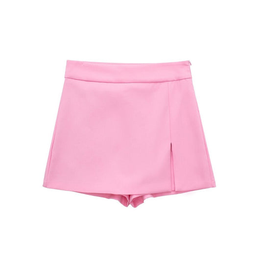 Women's Vintage High Waist Shorts Skirts With Side Slits