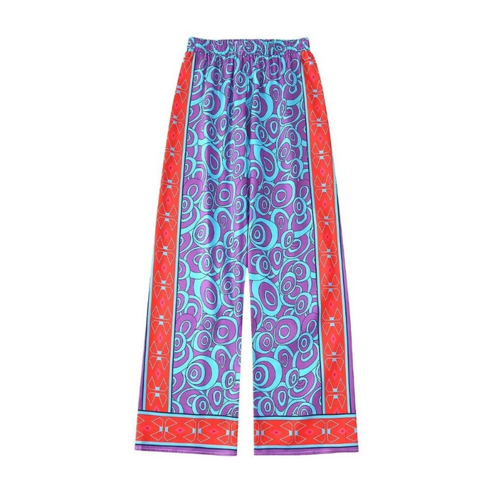 Vintage Flowing Printed High Waist Wide Leg Pant