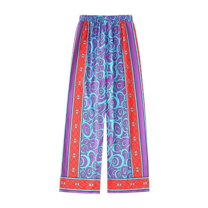 Vintage Flowing Printed High Waist Wide Leg Pant