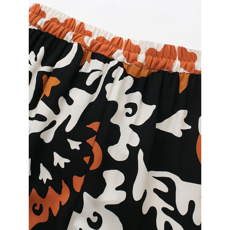 Women's Printed Shorts Mid Elastic Waist With Drawstrings