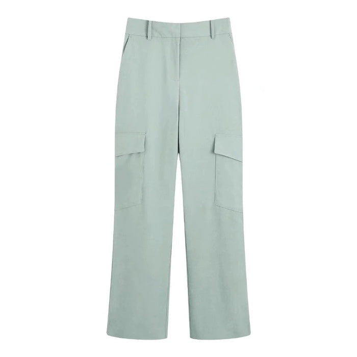 Stylish Side Patch Pockets Soft Straight Cargo Pants