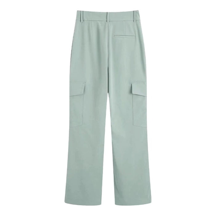 Stylish Side Patch Pockets Soft Straight Cargo Pants