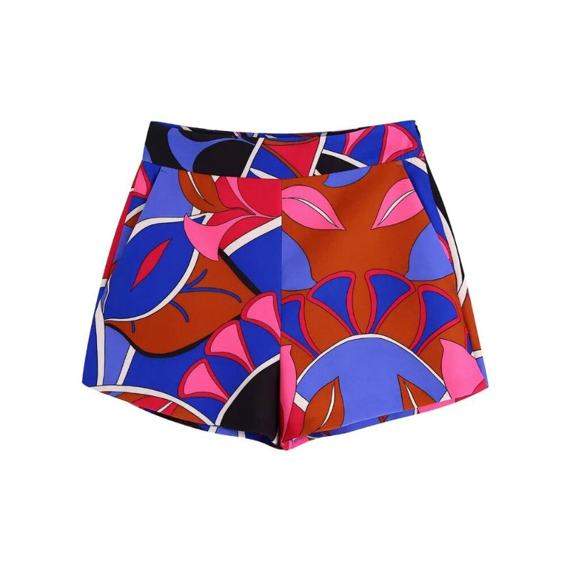 Women's Printed Bermuda Vintage Shorts With Side Pockets