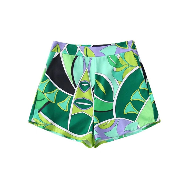 Women's Printed Bermuda Vintage Shorts With Side Pockets