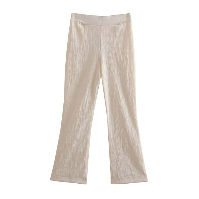 Office Wear High Waist Zipper Fly Flared Pant