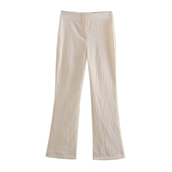 Office Wear High Waist Zipper Fly Flared Pant