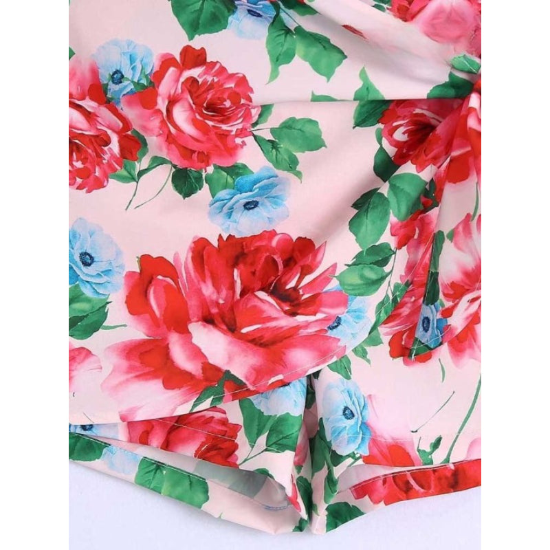 Women's High Waist Floral Print Shorts With Tied Bow