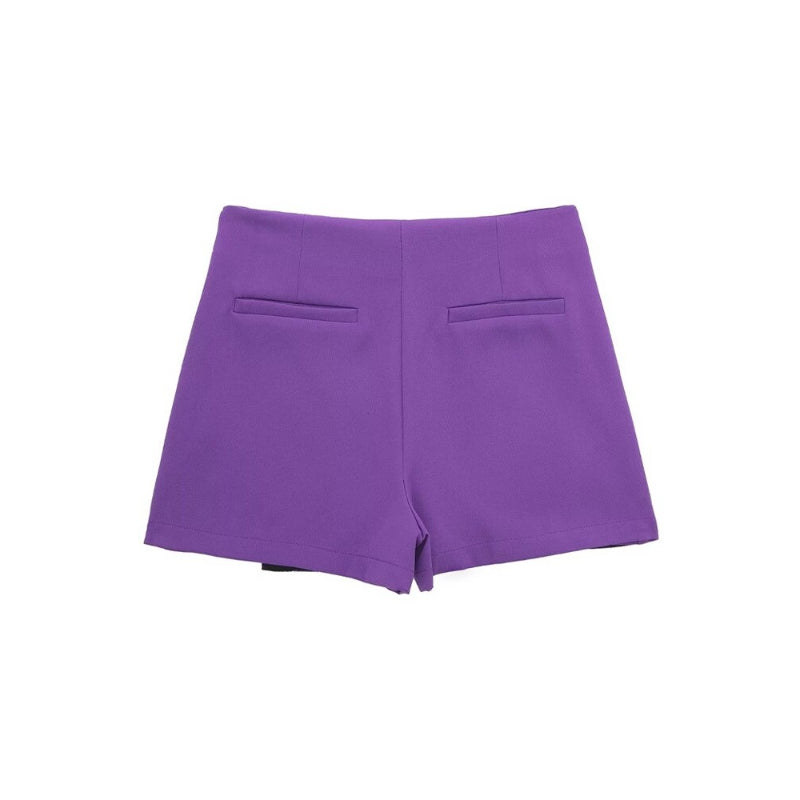 Women's Vintage High Waist Asymmetric Shorts Skirts With Zippers