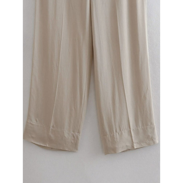 Vintage High Elastic Waist Flowing Wide Leg Pants