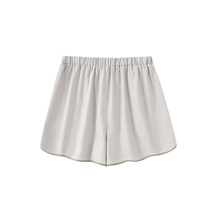 Women's High Elastic Contrast Piped Linen Shorts