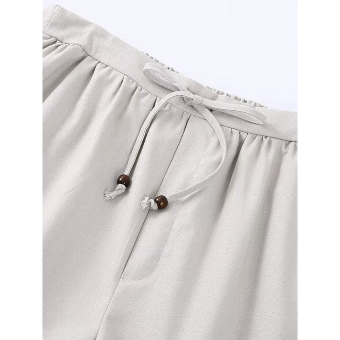 Women's High Elastic Contrast Piped Linen Shorts