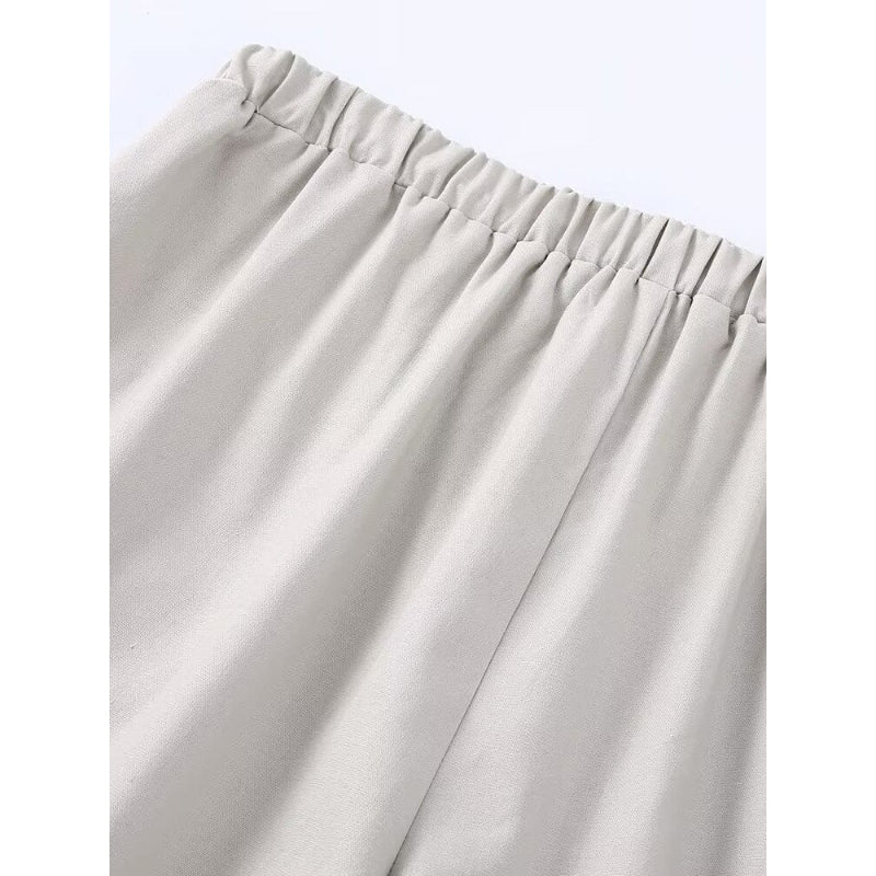 Women's High Elastic Contrast Piped Linen Shorts