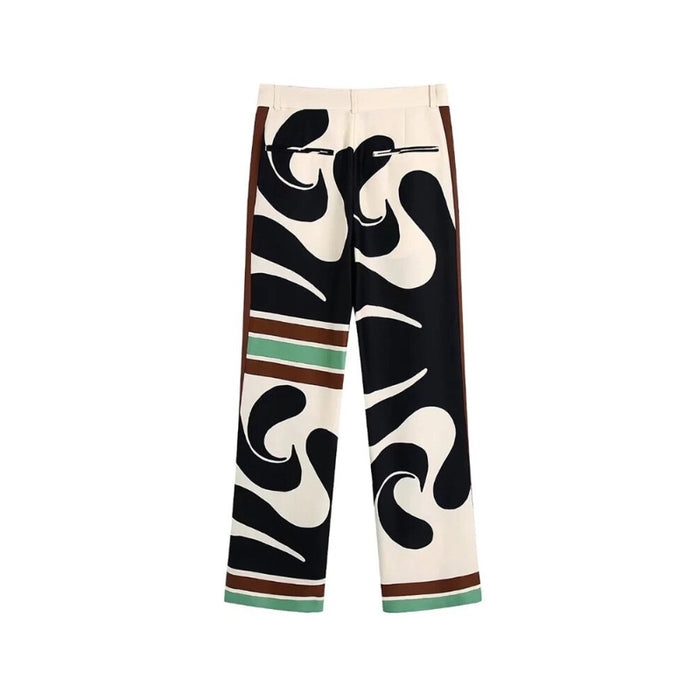 Black Abstract Printed High Waist Wide Leg Pant