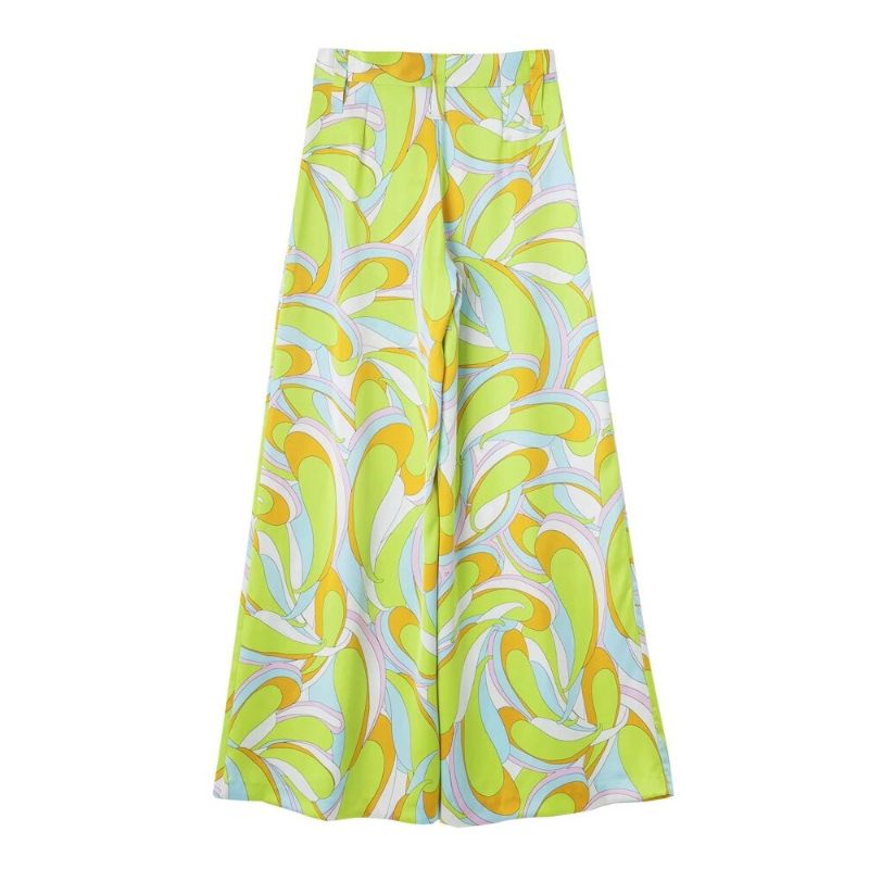 Full-Length High Waist Printed Wide Leg Pant